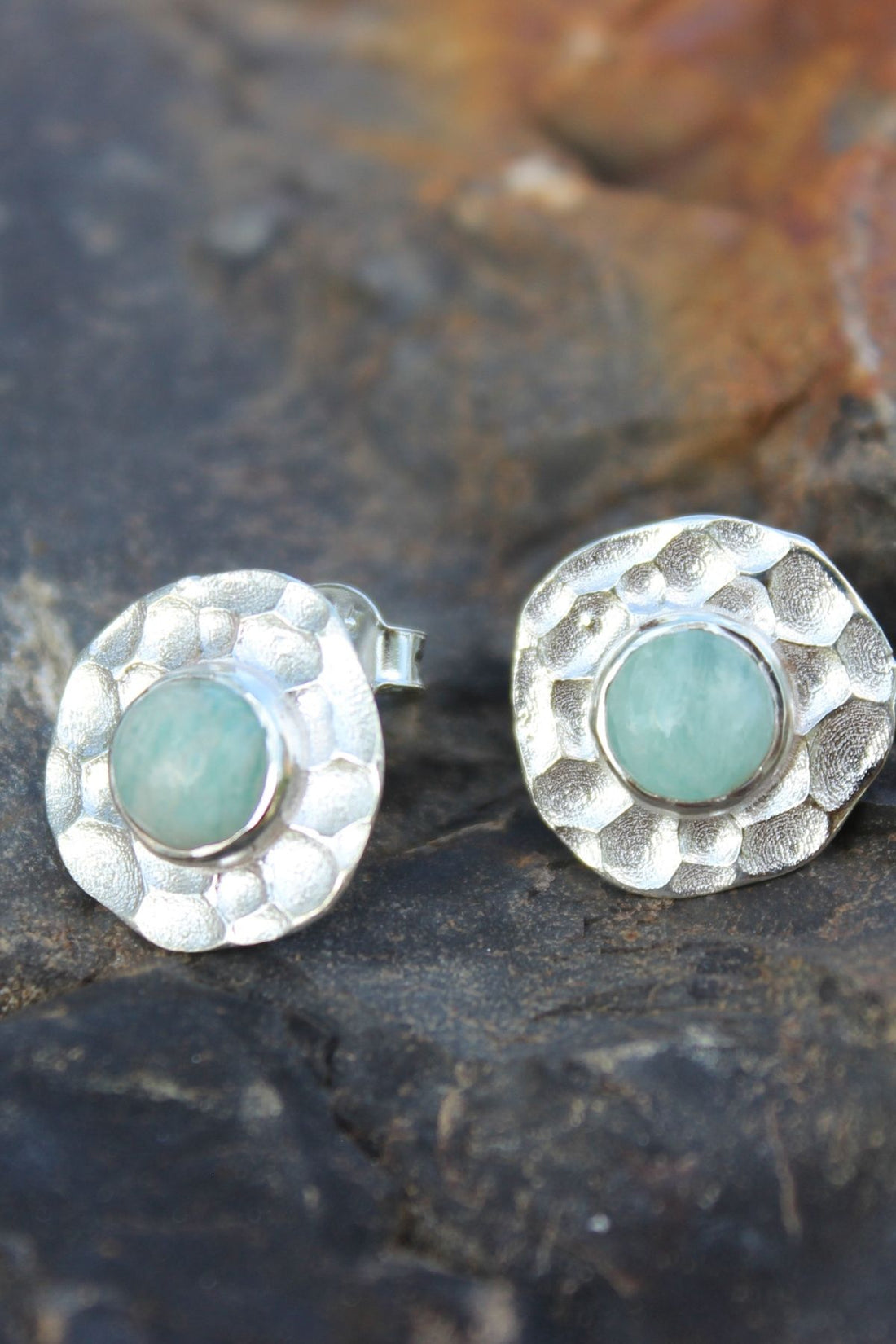 Celestial Coral Fluorite Studs